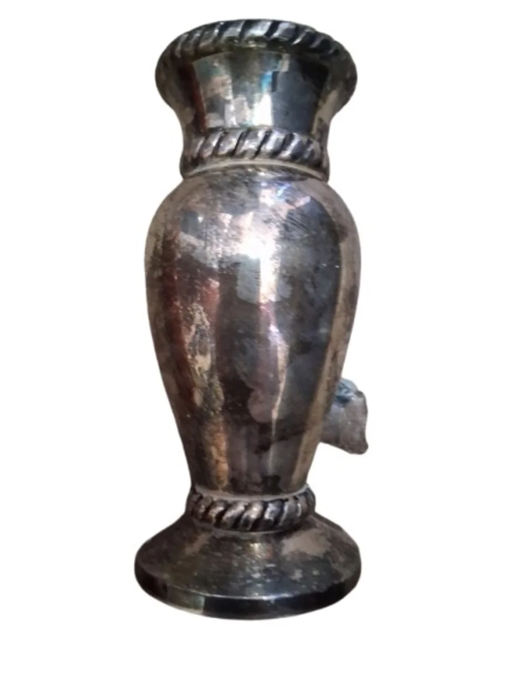 This is a Pottery Barn silver plated twist vase.